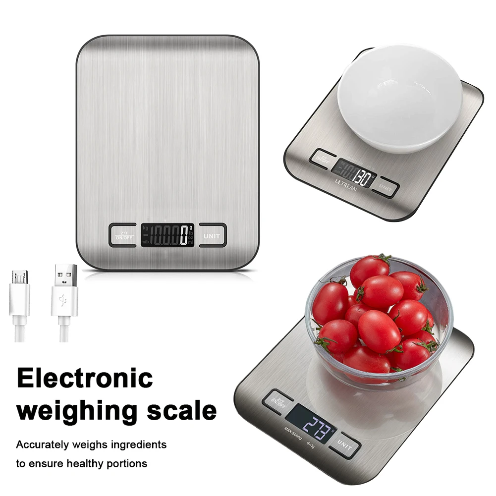 

Digital Kitchen Scale USB Charging Electronic Weights Scales Multifunction Food Weighing Scale for Cooking Baking 1G Up To 10KG