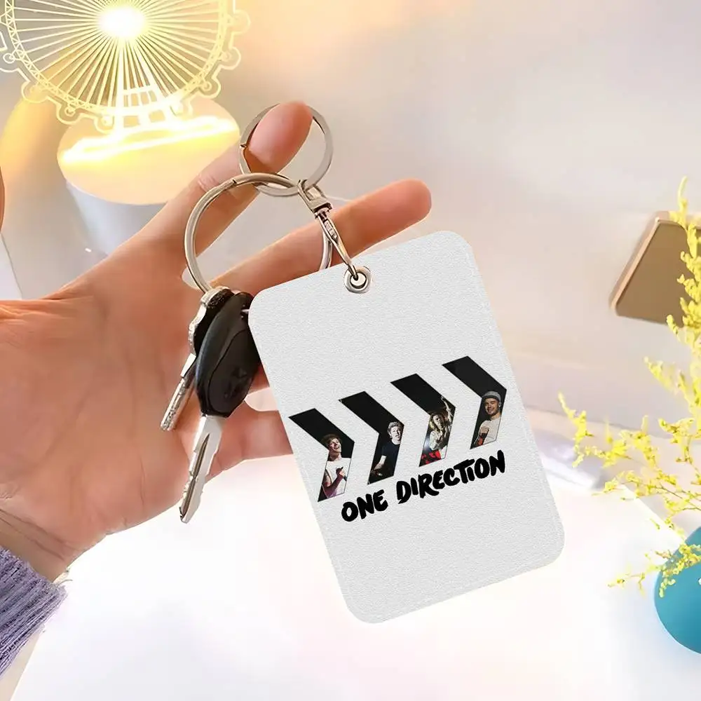

1pc One D-Directions Card Case Keychain Access Card Bag Key Tag Ring Leather Card Holder Key Ring Access