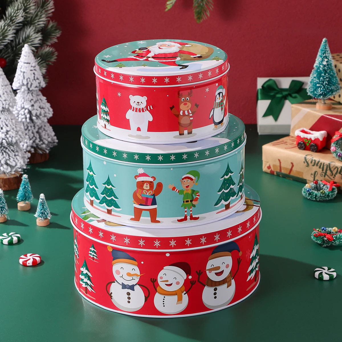 

Biscuits Tinplate Box Candy Tins Cans with Lids Airtight Cake Decorative for Cookies