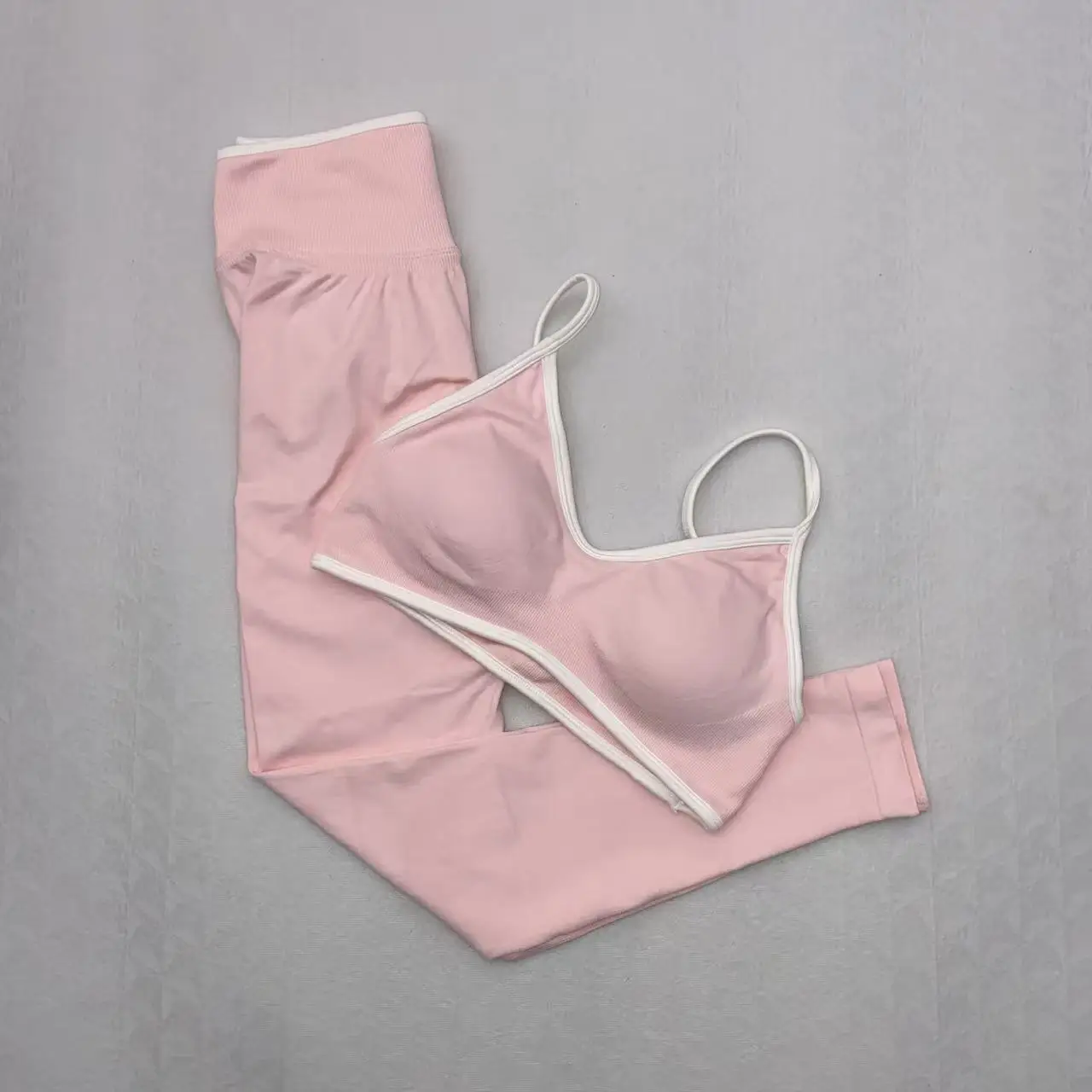 TEVEO New Contrast Color Sports Women's Suit Shockproof Bra Outdoor Fitness Wear Breathable Quick-drying Yoga Vest Pants Set