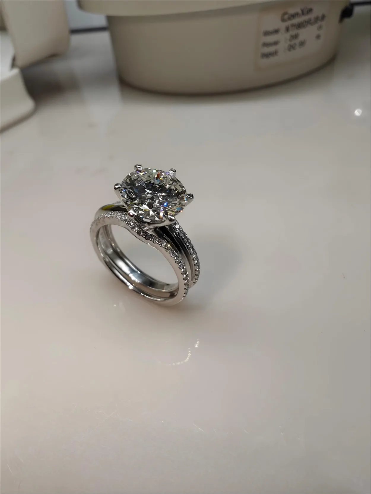 Custom 3CT 6-Prong Lab-Grown Diamond Engagement Ring Set in 18K Gold for Women – Wedding Stackable Bridal Jewelry view 4