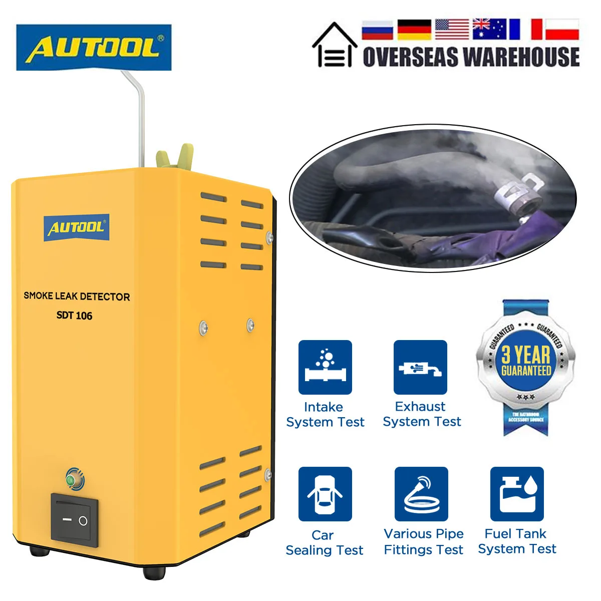 

AUTOOL SDT106 Генератор дыма для автомобиля EVAP Тестер дымовой машины Автомобильный детектор утечки смога Тестер локатора утечки смога