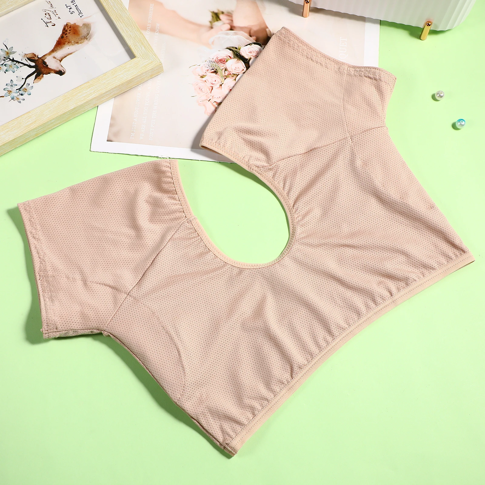 

Sweat Pad Vest Women Underarm Pads Elastic Armpit Guard Absorbent Quick Dry Reusable Washable Durable Comfortable Tops TShirts