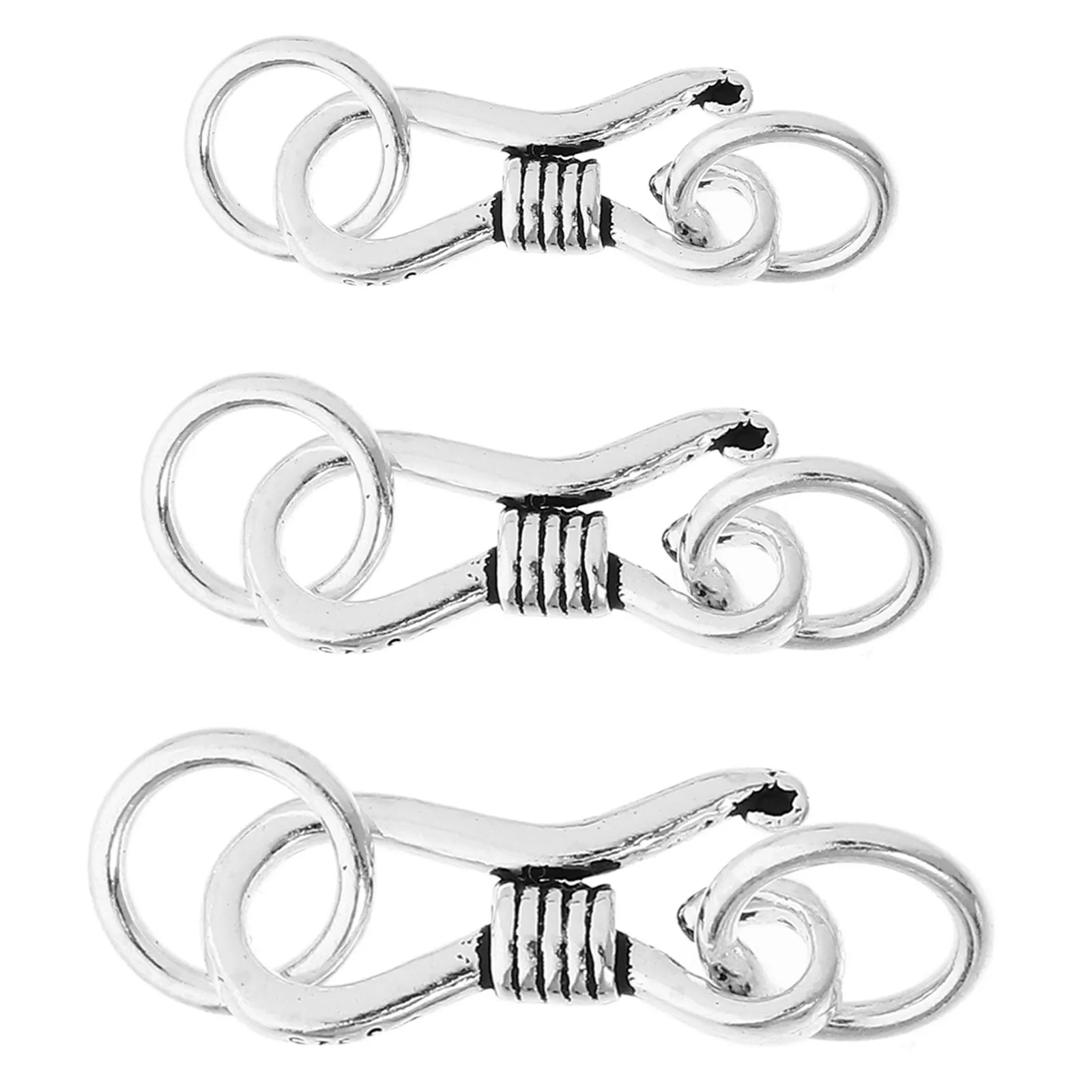 

3 Pcs Silver Jewelry Buckle Findings Sterling Clasps for Making Hook Closures Supplies Necklace