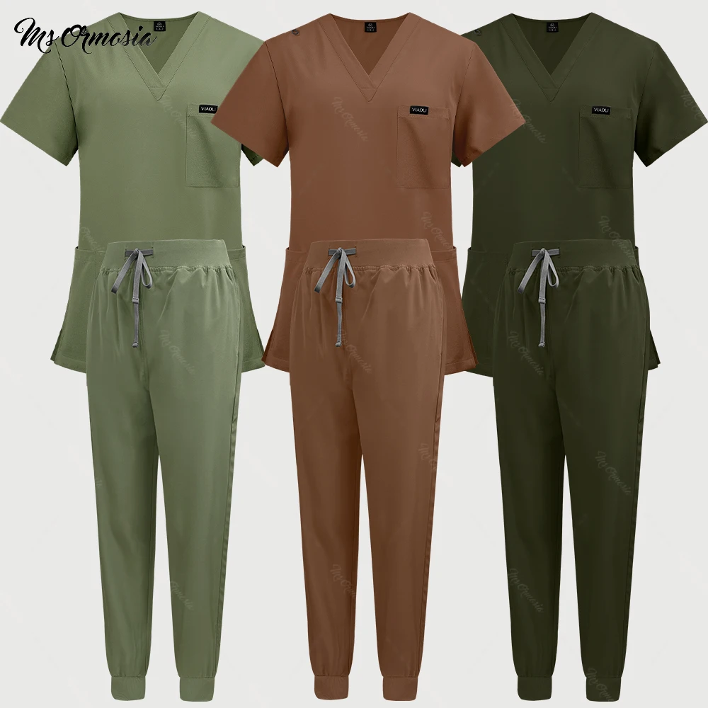 Multicolor Hospital Medical Scrub Ternos para Homens e Mulheres, Uniforme, Scrubs Set, Beleza Roupas de Trabalho, Enfermeira Acessórios, Terno De Cirurgia Dentária