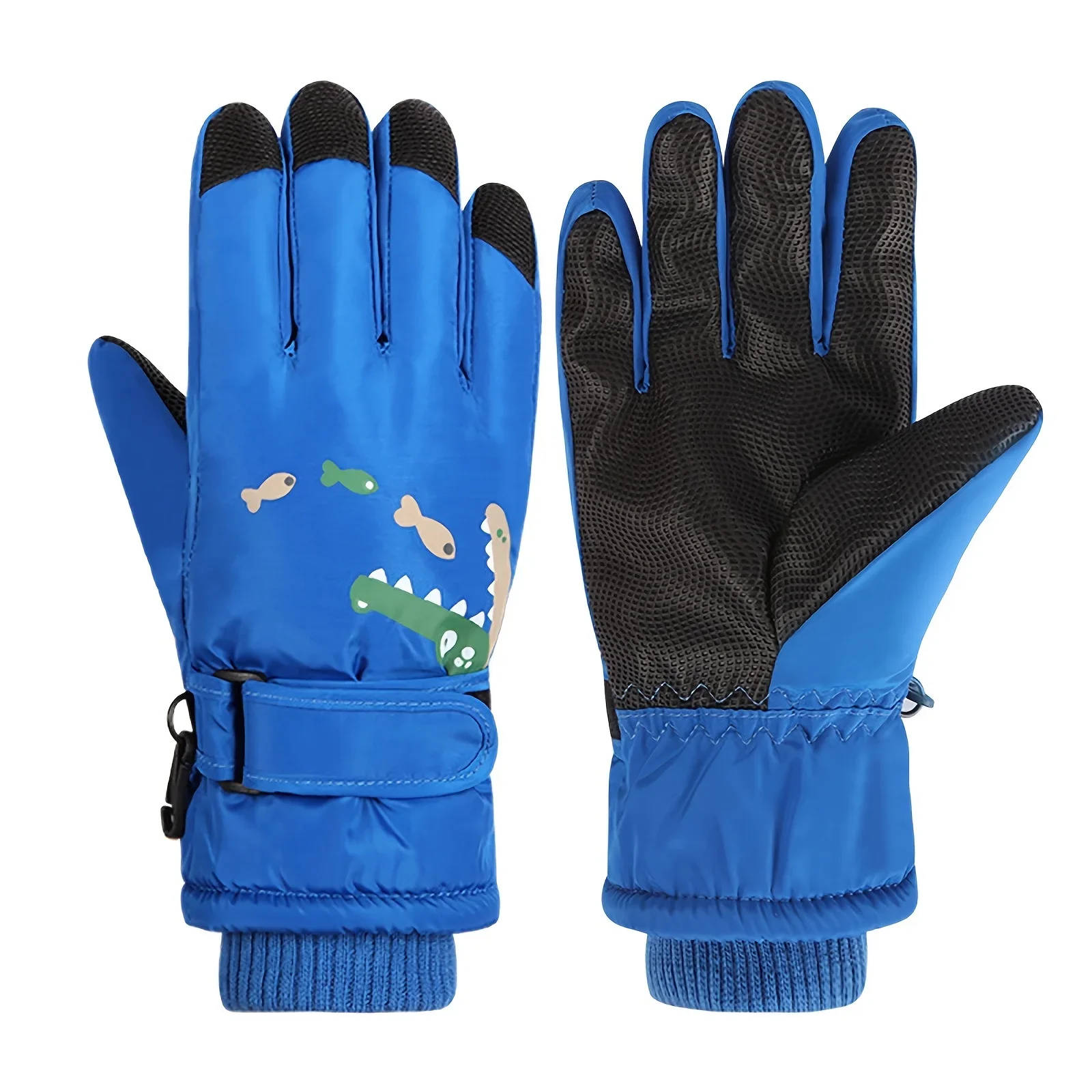 

Kids Gloves, Winter Cartoon Animal Print Thickened Windproof Adjustable Gloves For Skiing