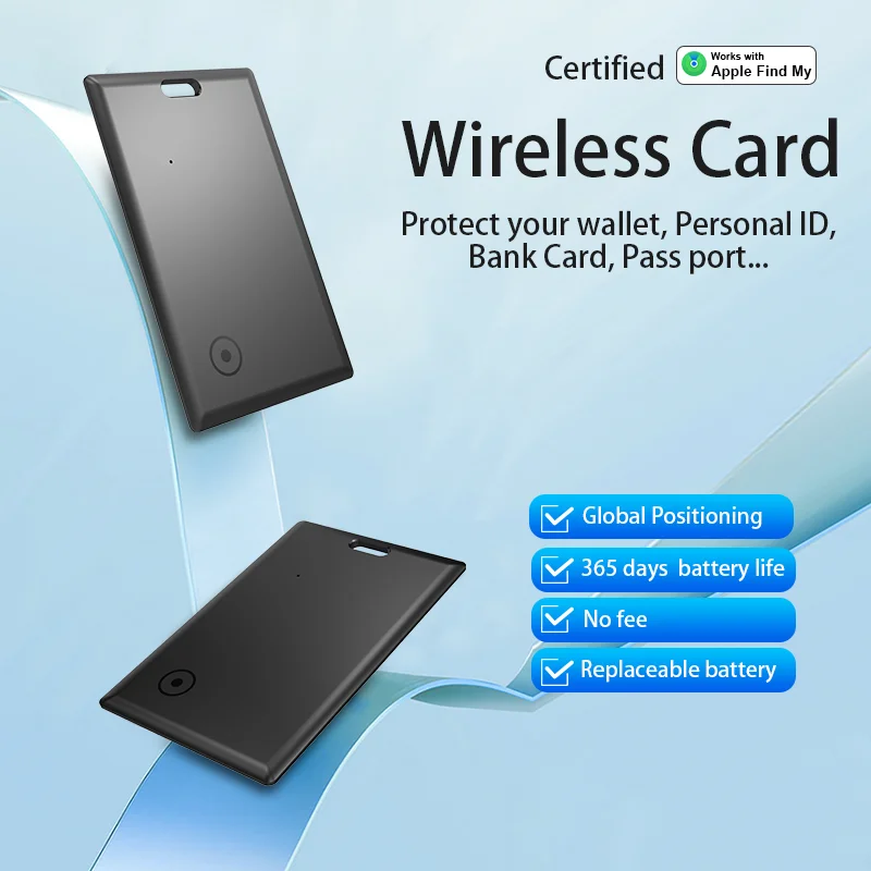 1/2pcs Thin Wallet Tracker Card Smart Tag Work with Find My (Only for iOS) Air Tag Bluetooth Search Locator Wallet Finder Card