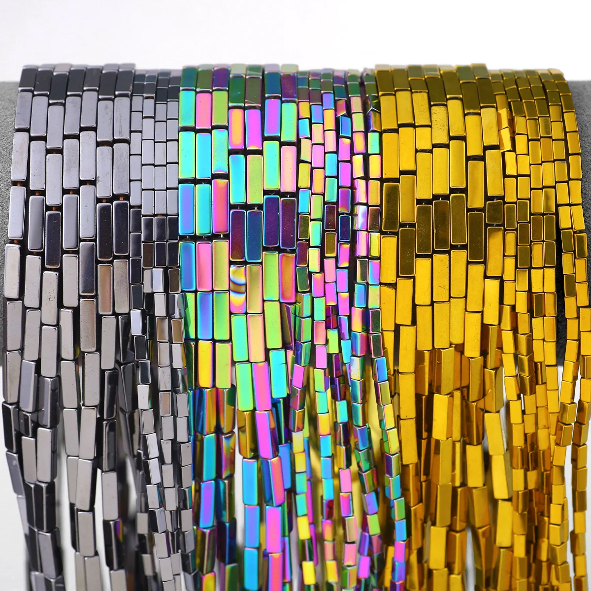 4-9mm 40-90Pcs Long-Lasting Plated Rectangle Hematite Loose Beads for Jewelry Making Bracelet Necklace Keychain DIY Accessories