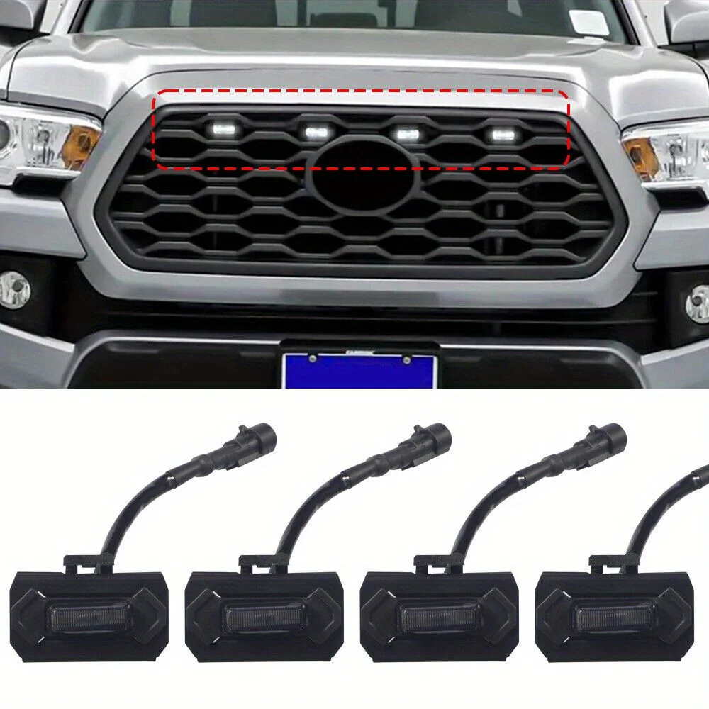 

Для Toyota Tacoma TRD 2020-22 Sport Offroad Raptor Style Белые светодиодные фонари на решетке