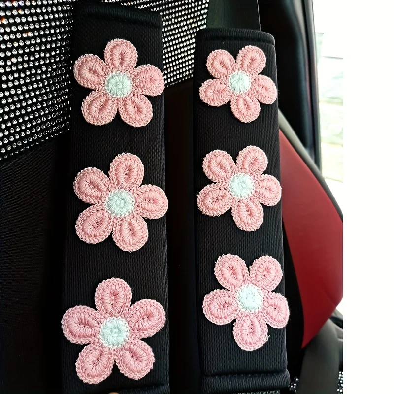 Car seat belt shoulder protector, white float with soft anti pinch protective cover, ladies' goddess car interior decoration