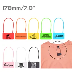 Ancolok 100Pcs Custom Print Clothing Tags Brand Logo Plastic Tag Safety of Clothes Shoes Bags Jewelry Tag Luxury Bags Tag Labels