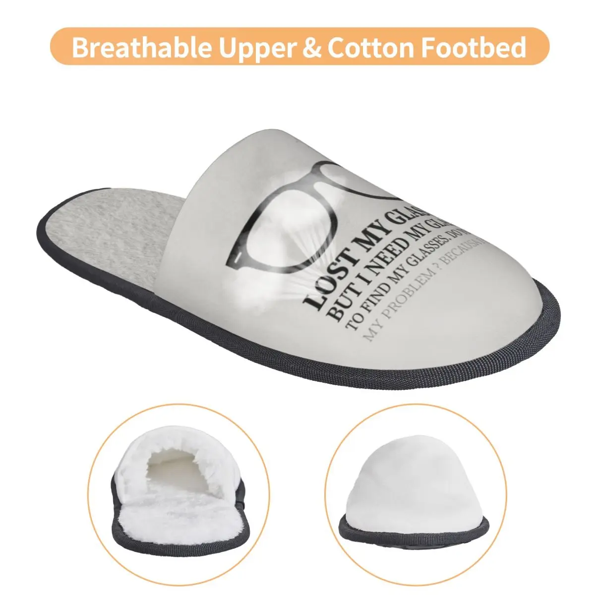 Custom Funny Geek Lost My Glasses Guest Slippers for Bedroom Women Optometrist House Slipper view 2