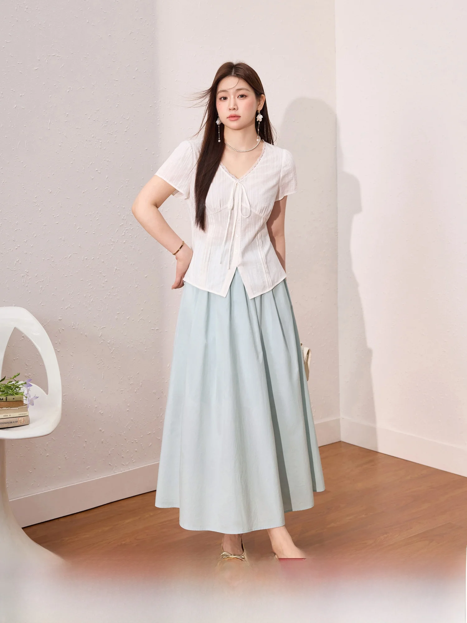 

Blue Language plus Size Women's Cotton ort Sve Slimming f Skirt Lightweight Summer New Beautiful Two-Piece Set