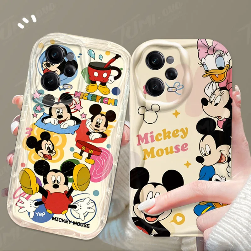 Disney Mickey Mouse Wave Case For Xiaomi Redmi 12 12C 12R 11A 13C 10 10C 10X 9 Power 9A 9C 9T 8 K70E K70 K60 K50 Pro Back Cover