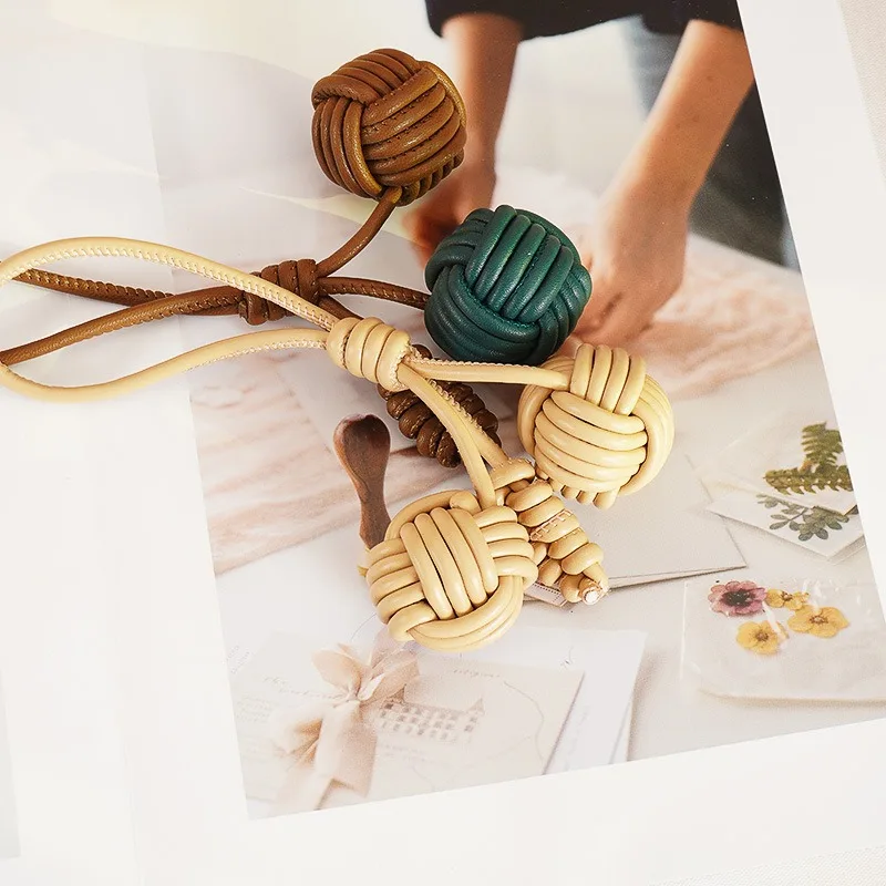 Designer Bag Korean Trendy Snowball Pendant Handmade Woven Ball Versatile Bag Accessories Wholesale Car Hanging Elegant Decor