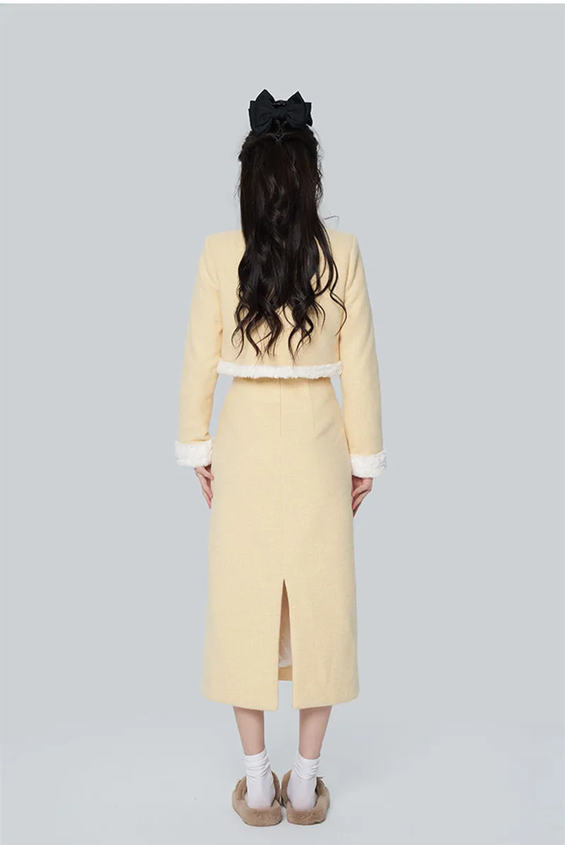 2-Piece Dress Set for Women, Long Sleeve Jacket and Skirts, Korean Fashion Suits, Elegant Temperament Gown, Autumn and Winter