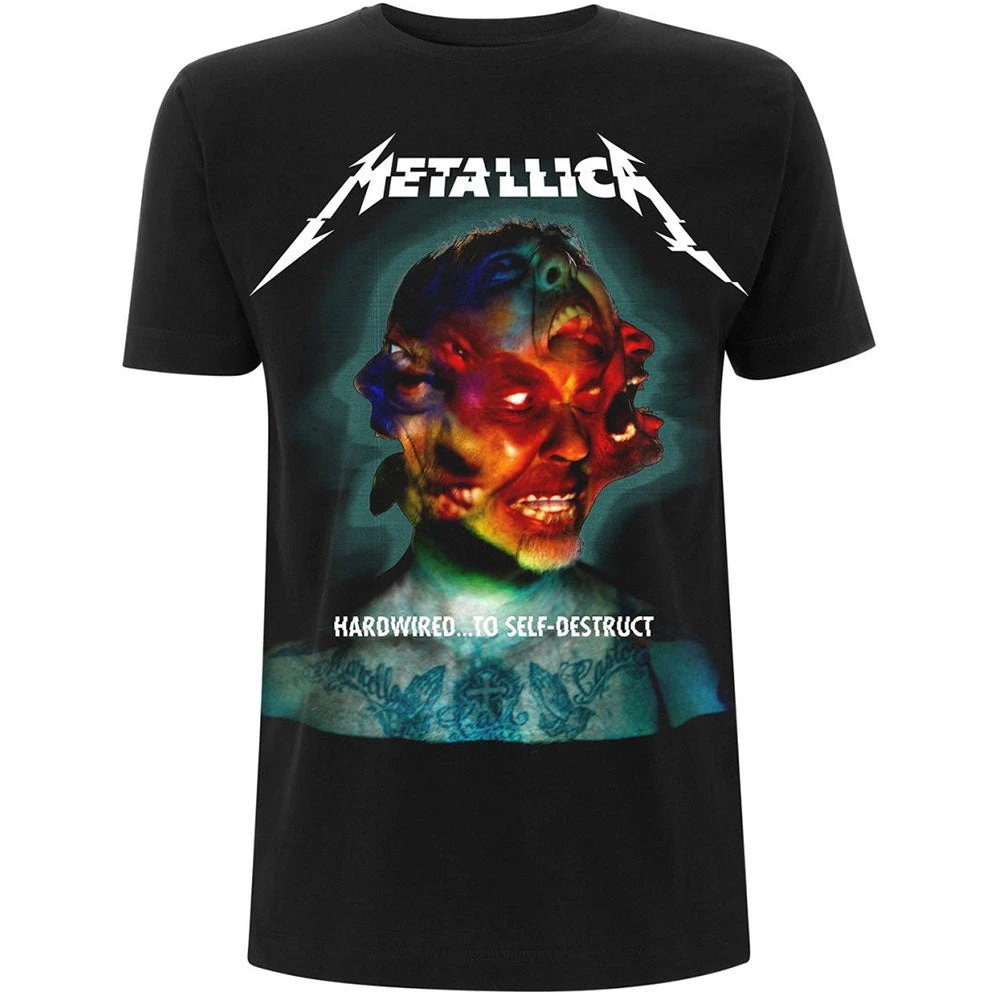 Garage Photo Gelbes Metallica-Band-T-Shirt aus Baumwolle mit Grafikdruck für Herren und Damen, Sommer-Streetwear – Detail 2