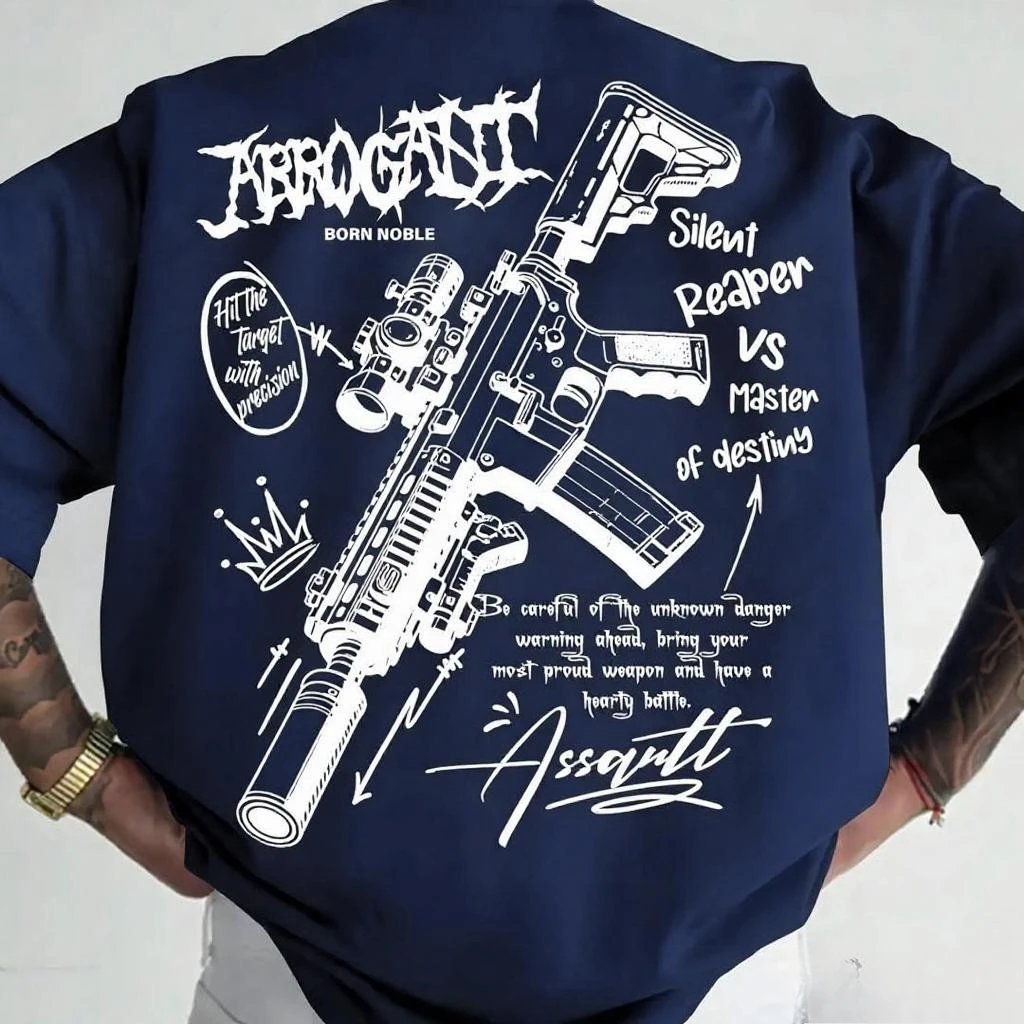 2025 New Men's Pure Cotton T-shirt: Comfortable and Breathable. Gun Analysis: A Must-have for Beach Travel and Parties. Ins view 2