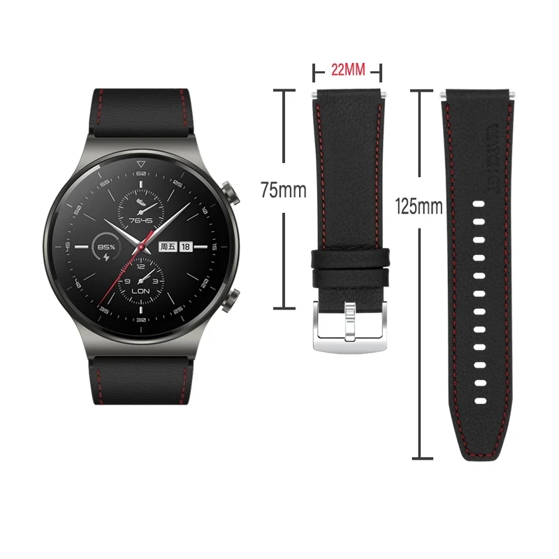 

Original 22mm Leather Watchband For Huawei Watch GT3 GT 3 Pro /GT 3 SE Runner Bracelet Strap GT 2 GT2 Pro 46mm Smartwatch Band