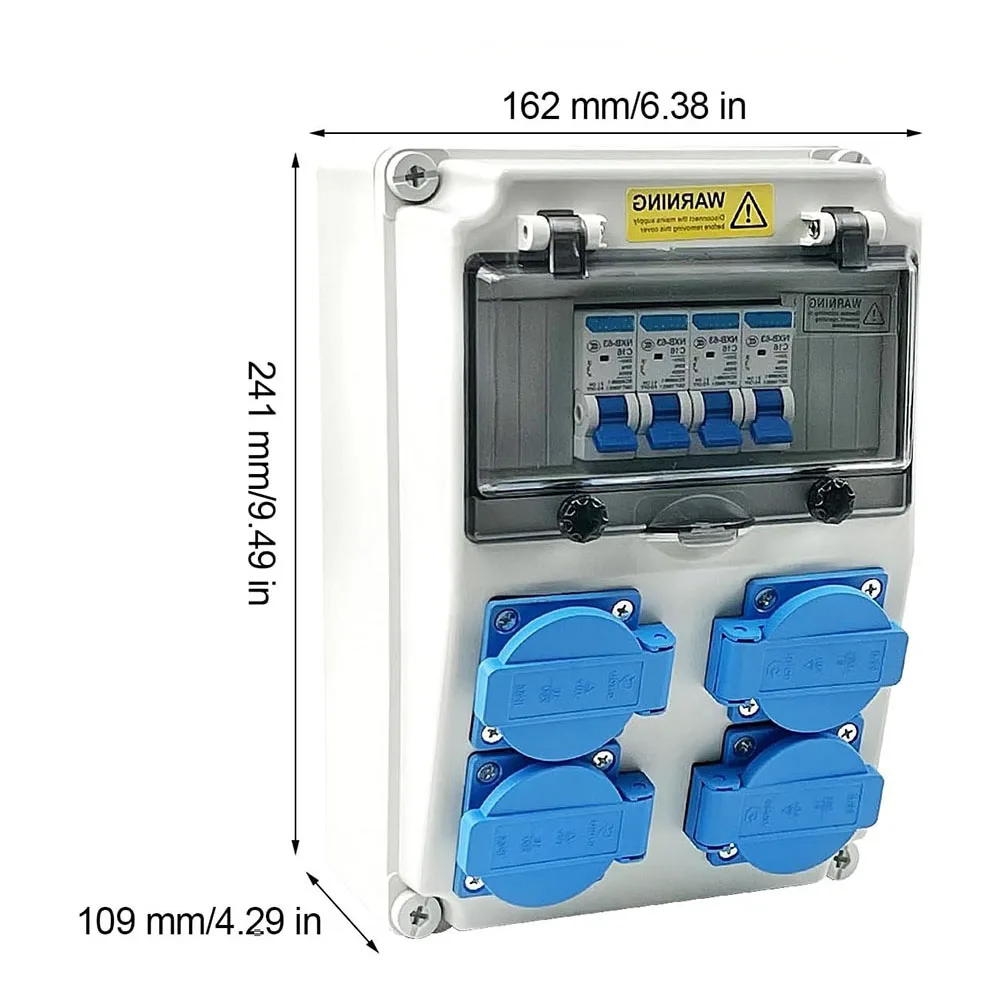 Robust 16A Wall Distribution Box with Waterproof Design and 4 Sockets for Reliable Power on Construction Sites