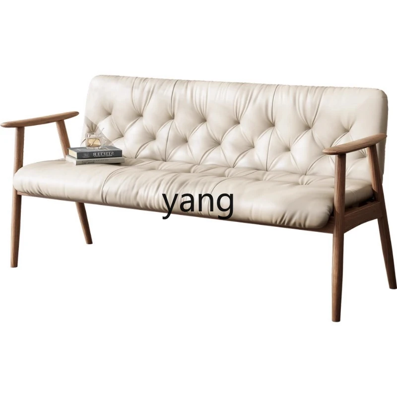

YHM Solid Wood Sofa Chair Living Room Home Retro Simple Chair with Pull Button
