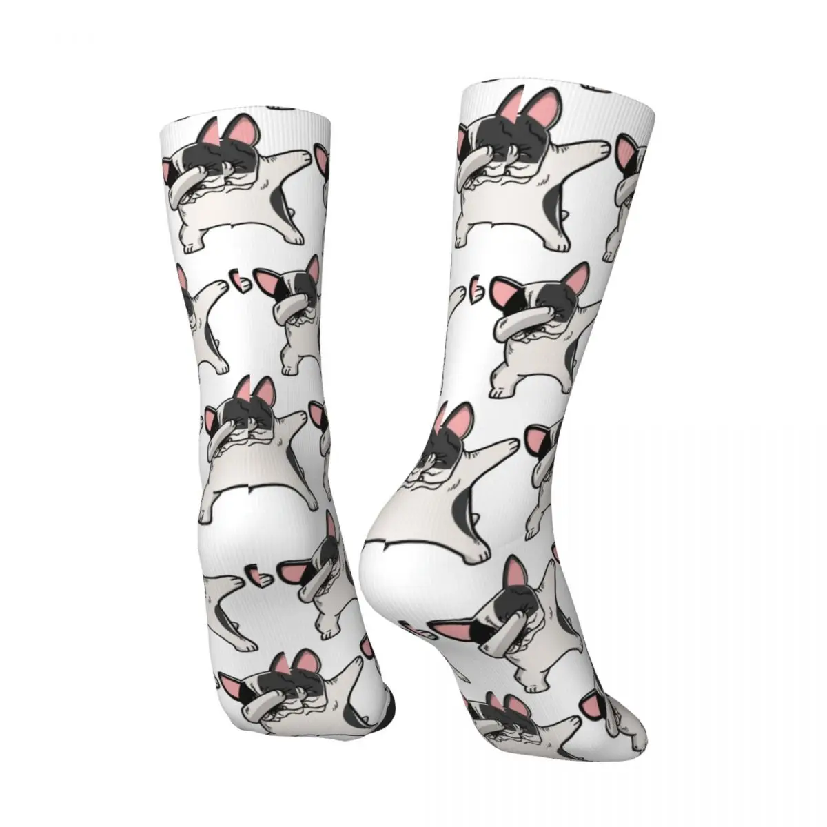 Funny Happy Men's Socks Funny Dabbing Pied Vintage Harajuku French Bulldog Strong Mini Dog Pattern Crew Crazy Sock Gift Printed