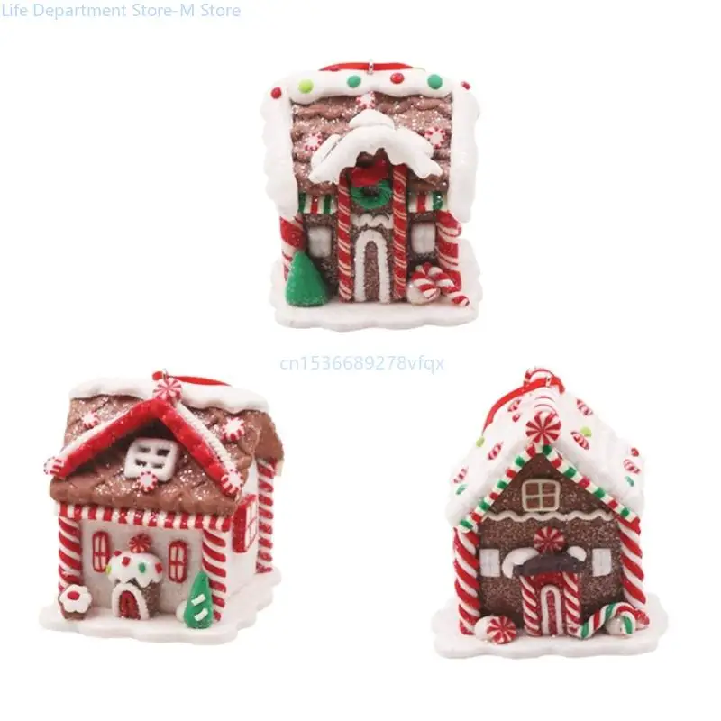 Kerst PVC Klei Peperkoek Huis Hangende Ornament Vakantie Decoratie