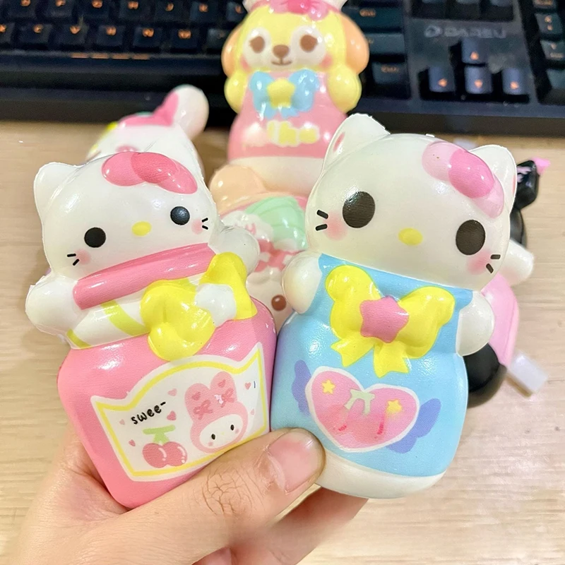 1Pcs Sanrio Cup Bottle PU Slow Rebound Fidget Toy Cute Kitty Cat Kuromi Decompression Toy Stress Relieving Doll Gift Ornament