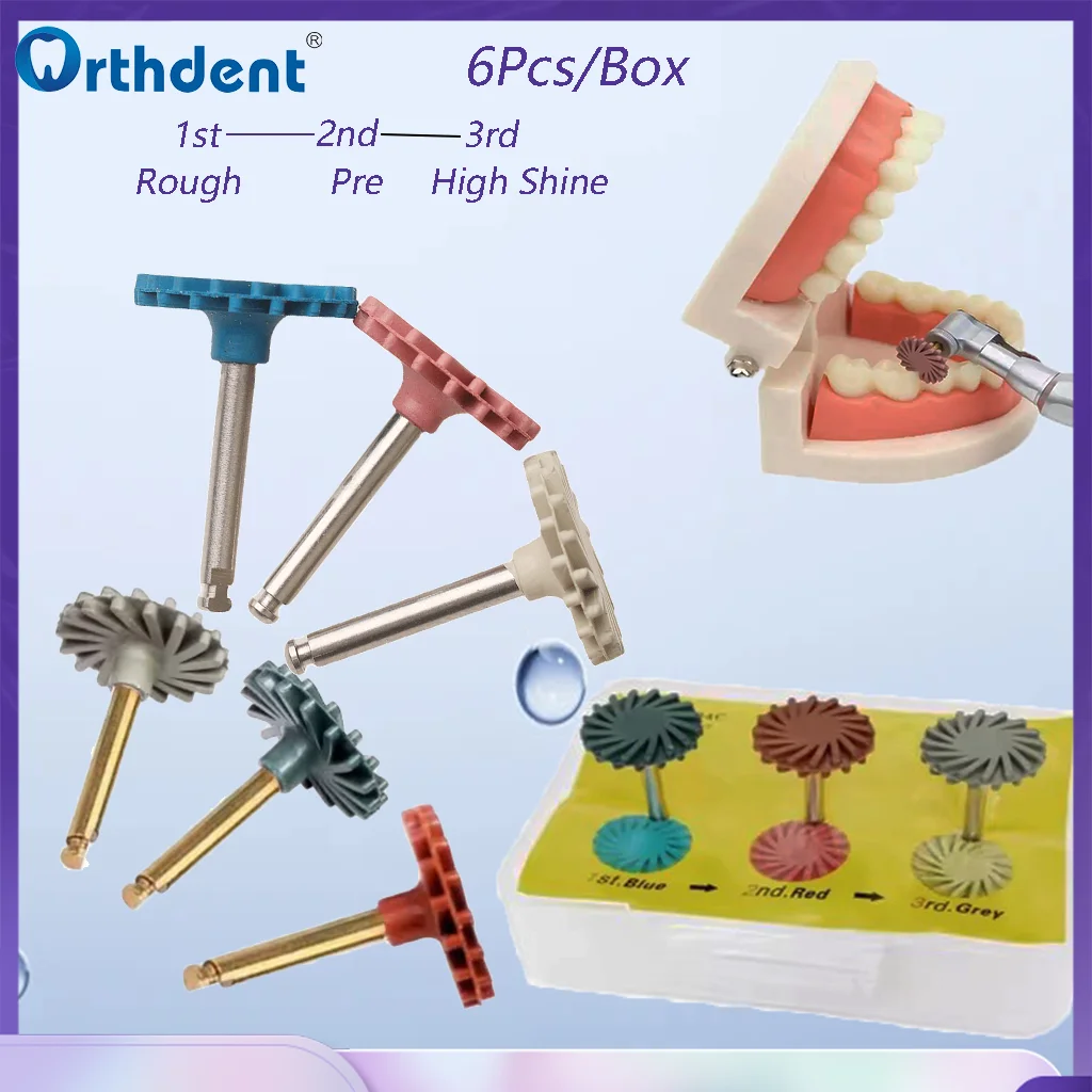 Dental Rubber Polisher Composite Resin Polishing  Disc Diamond System 3 Colors RA Sliver/ Gold Shank Dentistry Spiral Flex Brush