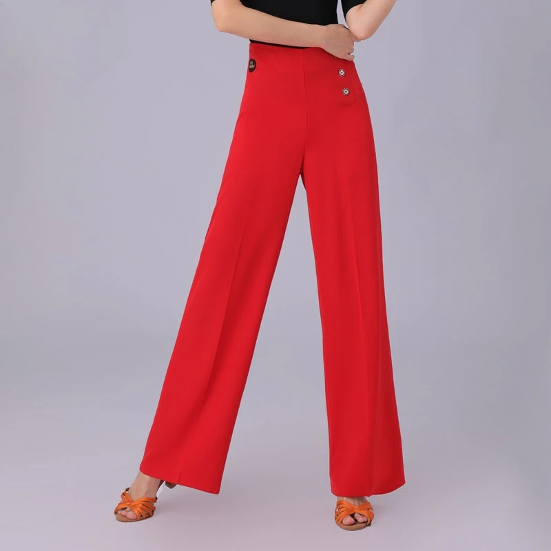 Pantalon de danse latine personnalisé, pratique sociale, jambes larges, costume de danse moderne, taille haute, Gitaba, vêtements pour femmes