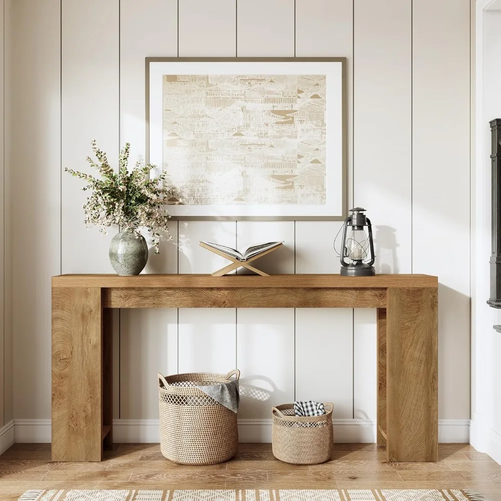 طاولة كونسول طويلة 70.9 بوصة، طاولة أريكة ضيقة خلف الأريكة، طاولة وحدة تحكم المزرعة لغرفة المعيشة، المدخل،