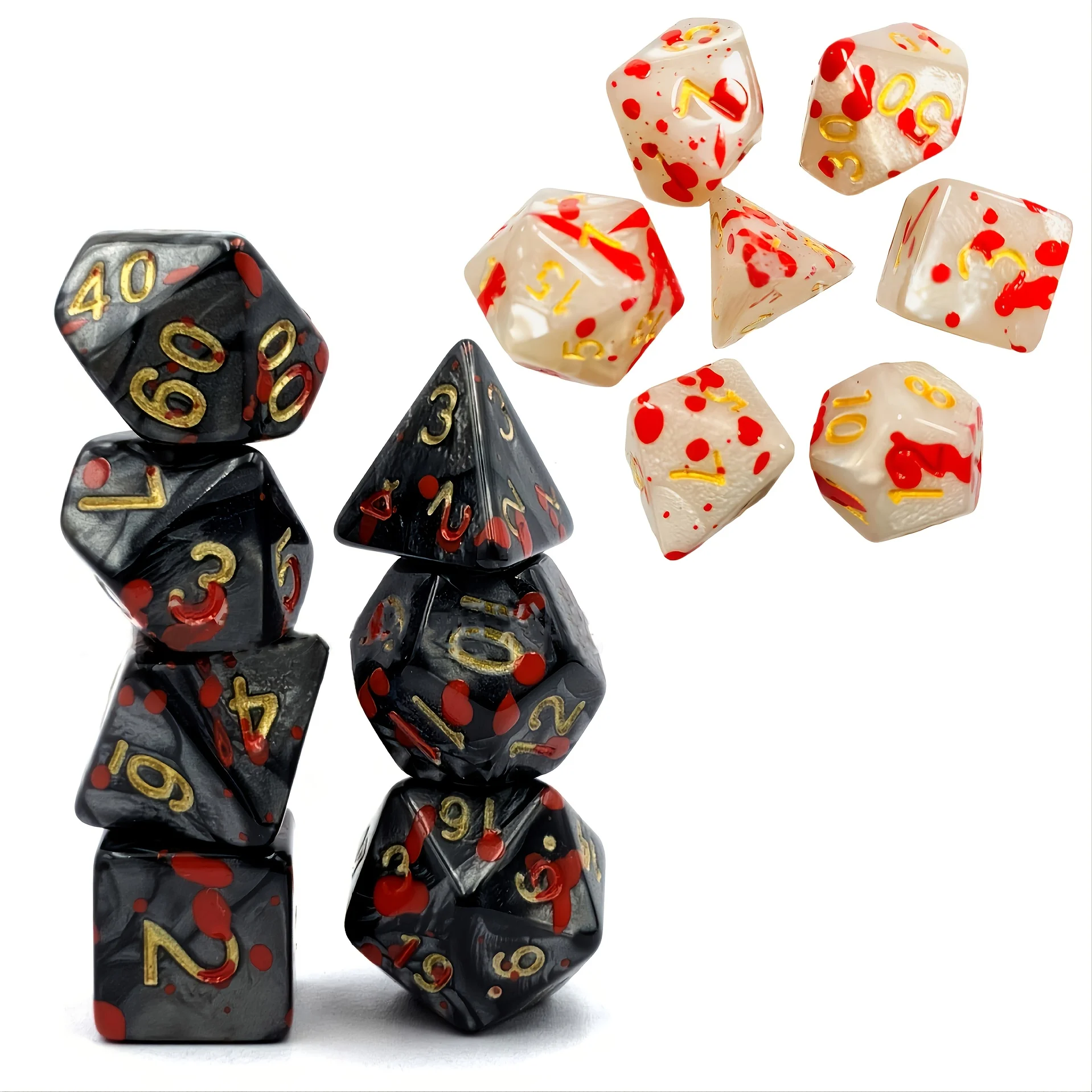 Pearl Blood Stain Board Game Dice(7pcs), TRPG Dices, Table Game Dice, Perfect Gift For Birthday And Halloween Thanksgiving Chris