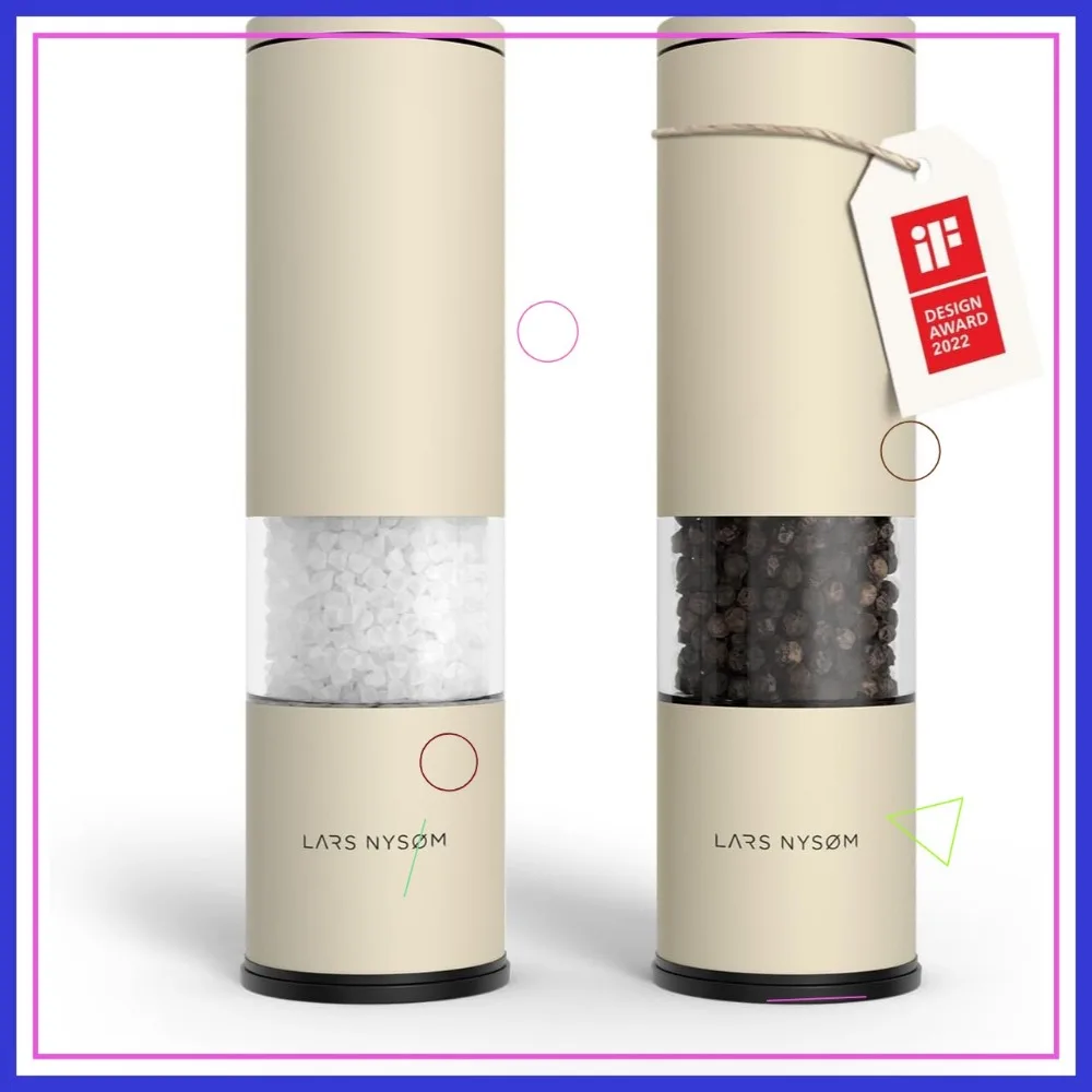 

Adjustable Ceramic Salt and Pepper Grinder Set, Manual Stainless Steel Mills with Spice Shakers in Almond Beige
