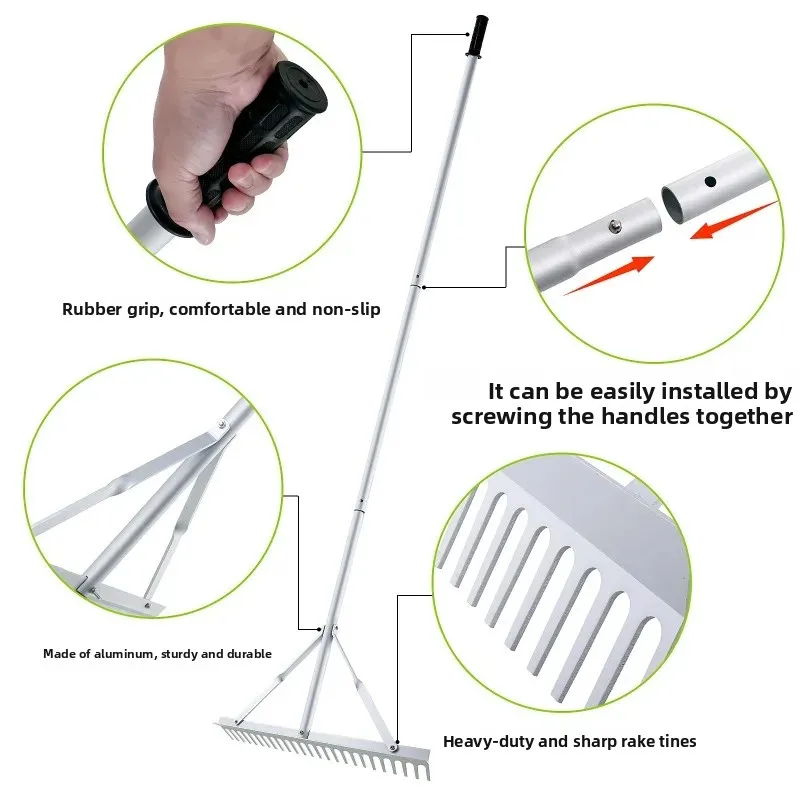 Aluminum alloy weeding rake, landscape rake, leaf rake