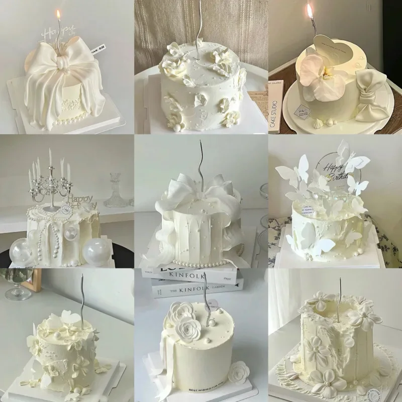 6 Inch Artificial Fake Cake Model White Cream Bow Butterfly Knot Ballet, Style Photo Prop Wedding Party Home Decor Gift Ornament