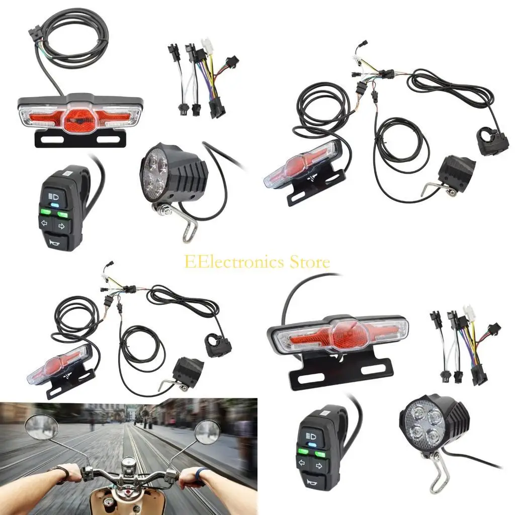 

B03C 1 Set Cycling Safety Light Set with Horn Front Headlight, and Turning Quick Insert and Play Installation