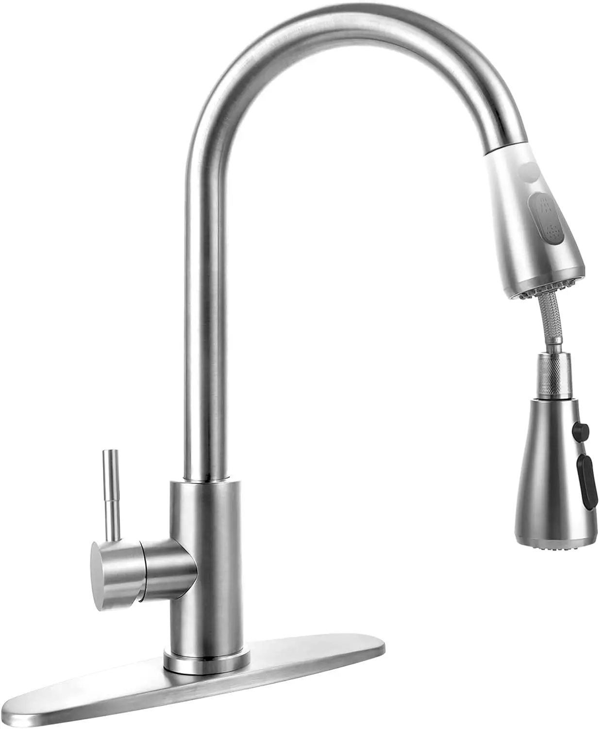 

Stainless Steel 304 Kitchen Sink Faucet, Pull Down Spray, Single Handle, 1-Hole, for Apartments, Dorms, Outdoor & Farmhouse Sink
