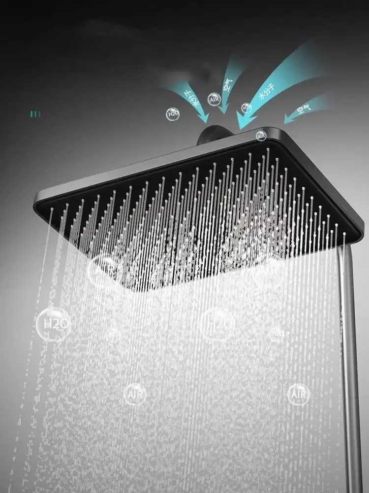 Juego de ducha de lluvia de latón de baño de lujo, juego de ducha Digital inteligente termostático montado en la pared