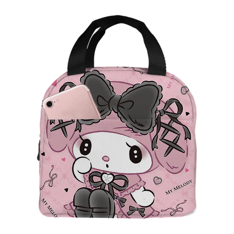 Sanrio-fiambrera portátil con dibujos animados Kuromi, bolsa aislante de papel de aluminio engrosado, ideal para regalo, novedad