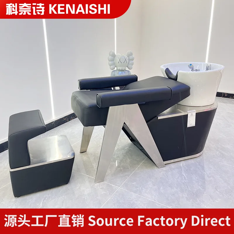 CX high-end ceramic basin shampoo bed barber shop special hair salon special seated semi-lying flush bed