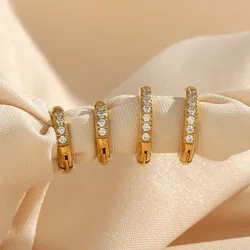 Round earrings Fashion classic 18k gold plated circular women's stainless steel waterproof oval Zircon crystal hoop earrings fem