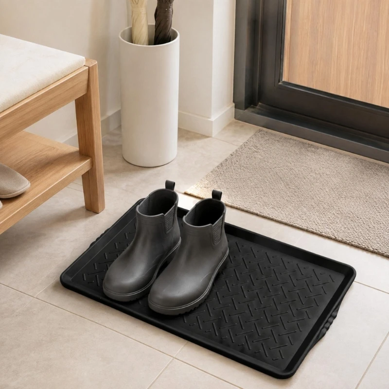Mudroom Shoe Water Tray with Textured Base and Raised for Use JOMD