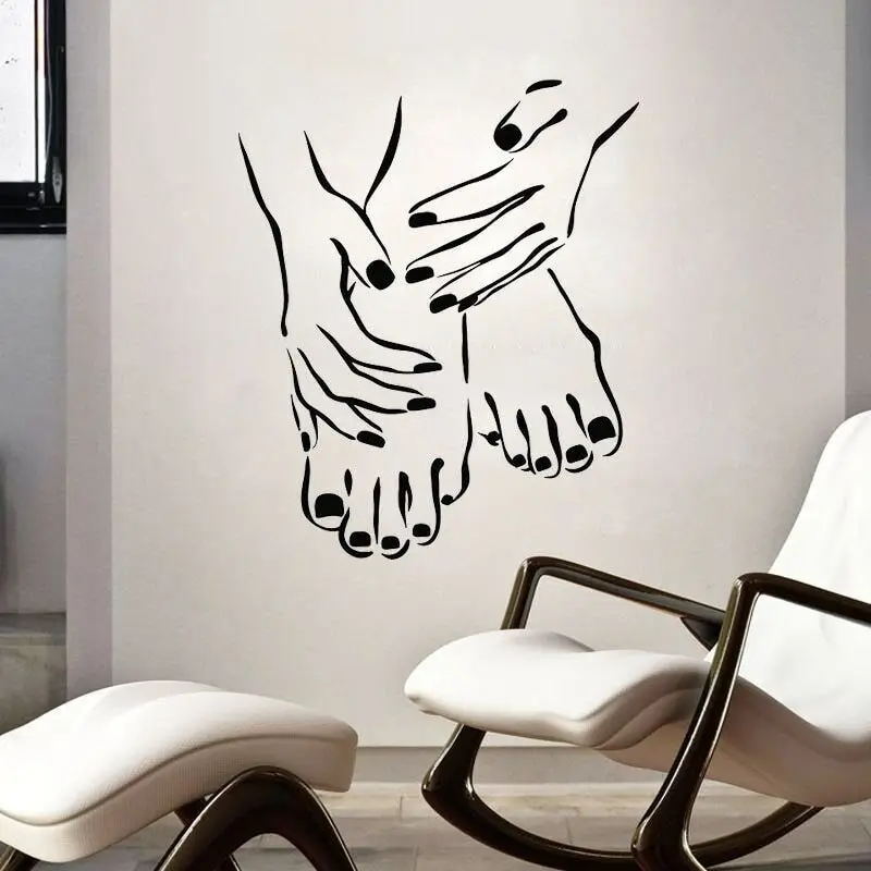 Nail Art Studio Wall Decal Pedicure Manicure Salon Design Polish Vinyl Wall Stickers Fashion Bedroom Decoration Art Murals