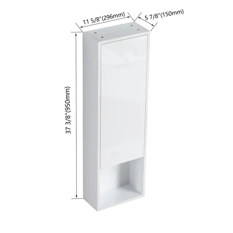 خزانة حائط مقاس 12 بوصة، أبواب إغلاق ناعمة، تصميم تثبيت عائم، أبيض لامع، تعبئة KD، وحدة تخزين الحمام