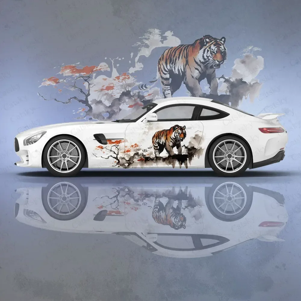Watercolor Tiger Angry Car Body Stickers Anime Itasha Car Side Decal Sticker Car Body Sticker Car Body Decoration Stickers image 6