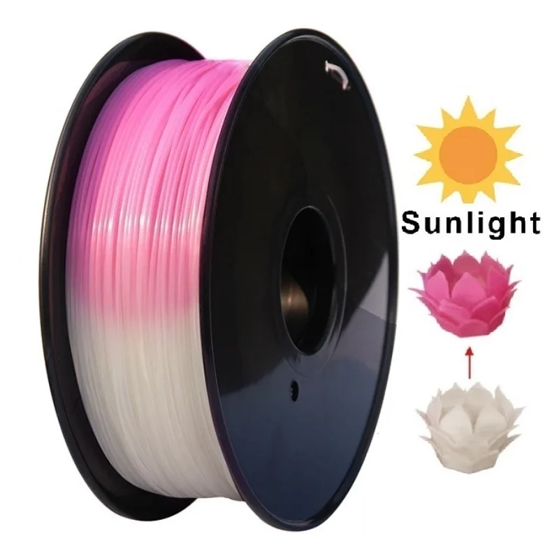 UV Color Change Filament PLA 1.75mm 1kg 500g 250g Sunlight Reaction PLA Filament 3D Printer Material White To Pink Purple Blue