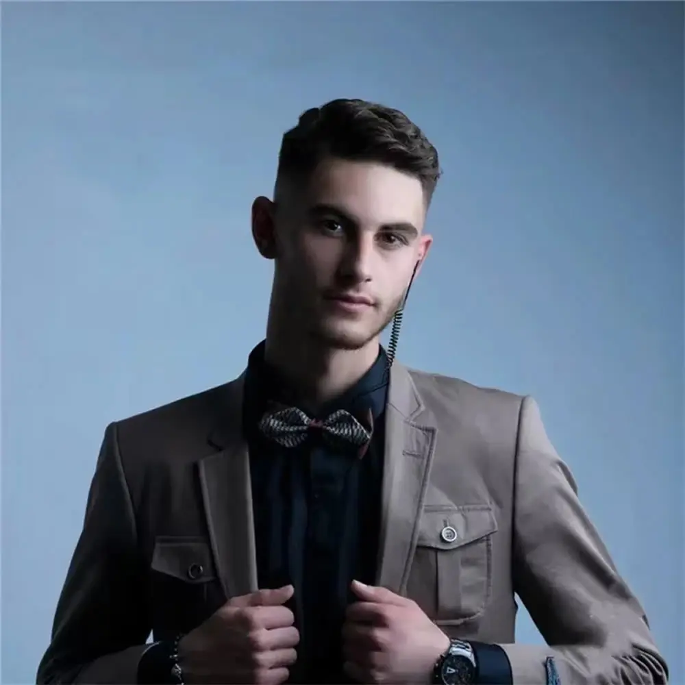 Single Side Earphone, 3.5mm/USB Type C One Ear Earphone with Mic Spring Retractable Coiled Cable with Comfort Silicone Tip