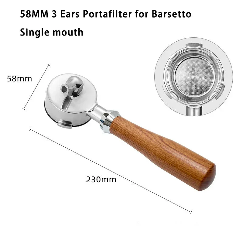 NONE 58 mm 3 Ohren Einzel-/Doppelmaul-Siebträger für Barsetto/Oster/Hibrew H10A Edelstahl-Kaffeefiltergriff-Zubehör 10