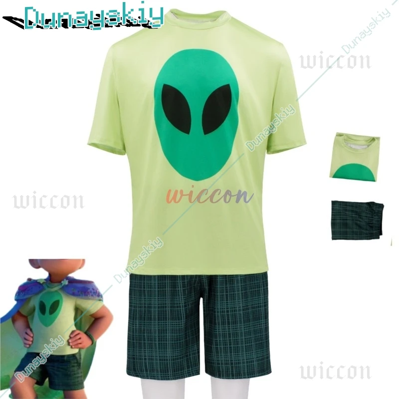 

Elio Boys Cosplay Costume Alien Adventure Green Tshirt Pants Kids Playsuits Halloween Performance Festival Dress Up
