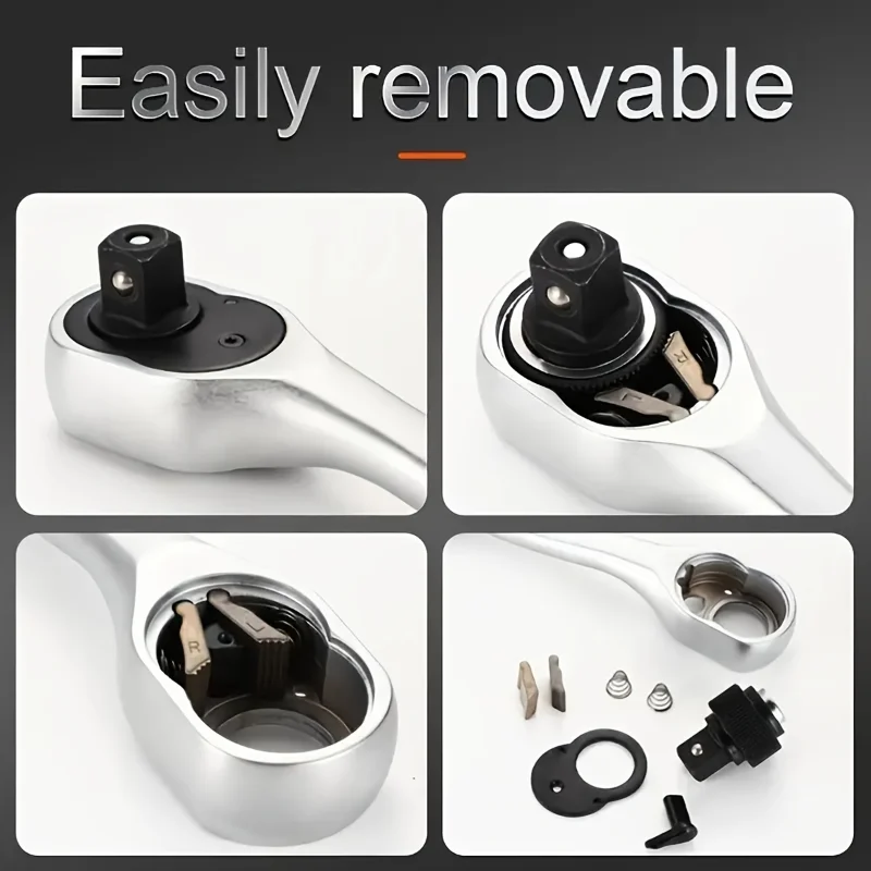 1/4,3/8,1/2 Inch Drive Socket Ratchet Set Extendable Handle Wrench 72-Tooth Quick-Release Reversible